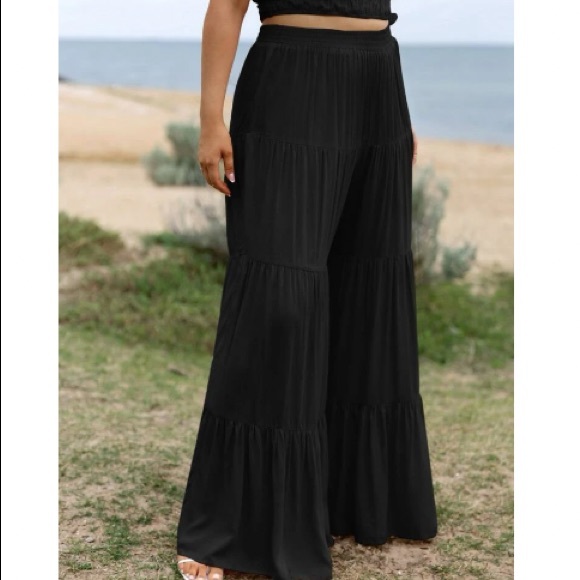 Boho plus size ruffle hem wide leg pants - Picture 4 of 7